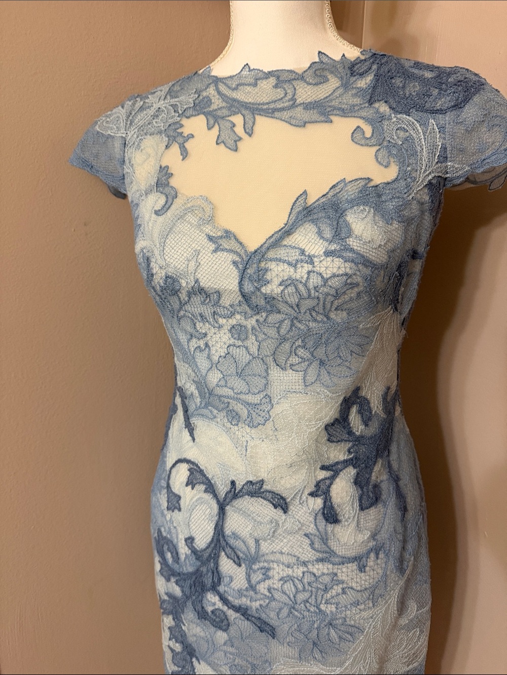 Tadashi Shoji Powder Blue Lace Midi Dress